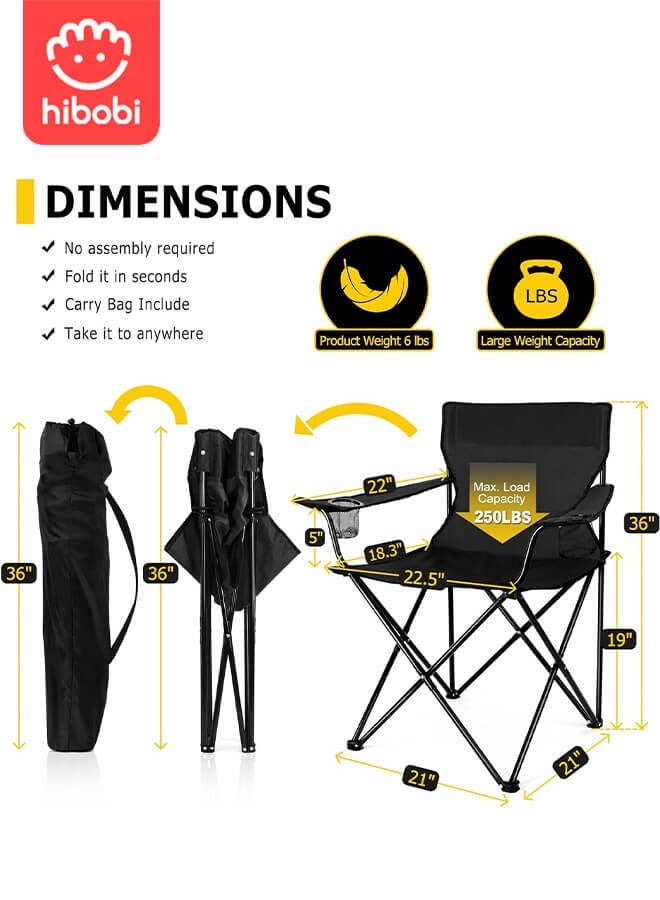 هيبوبي كرسي تخييم قابل للطي مع حامل شبكي للأكواب، كرسي بذراعين للاستخدام الخارجي - Image 2