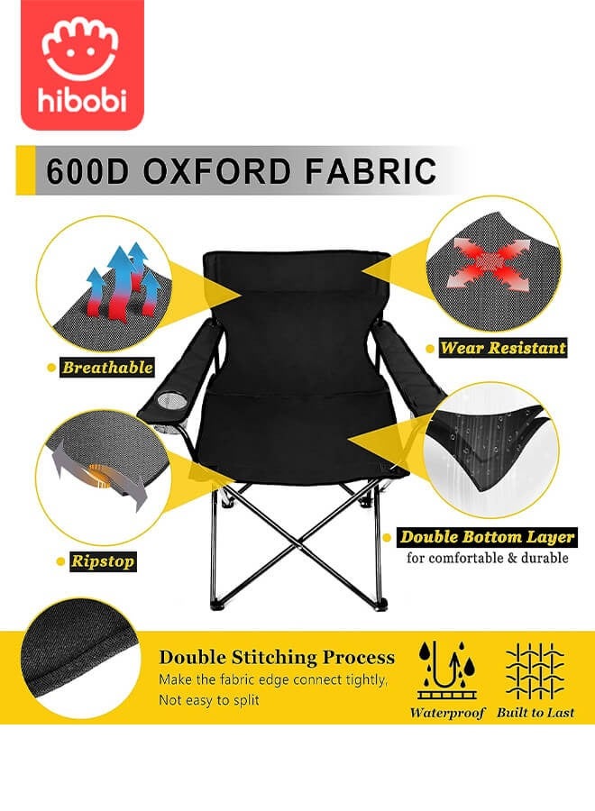 هيبوبي كرسي تخييم قابل للطي مع حامل شبكي للأكواب، كرسي بذراعين للاستخدام الخارجي - Image 3