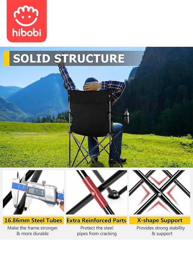 هيبوبي كرسي تخييم قابل للطي مع حامل شبكي للأكواب، كرسي بذراعين للاستخدام الخارجي - Image 4