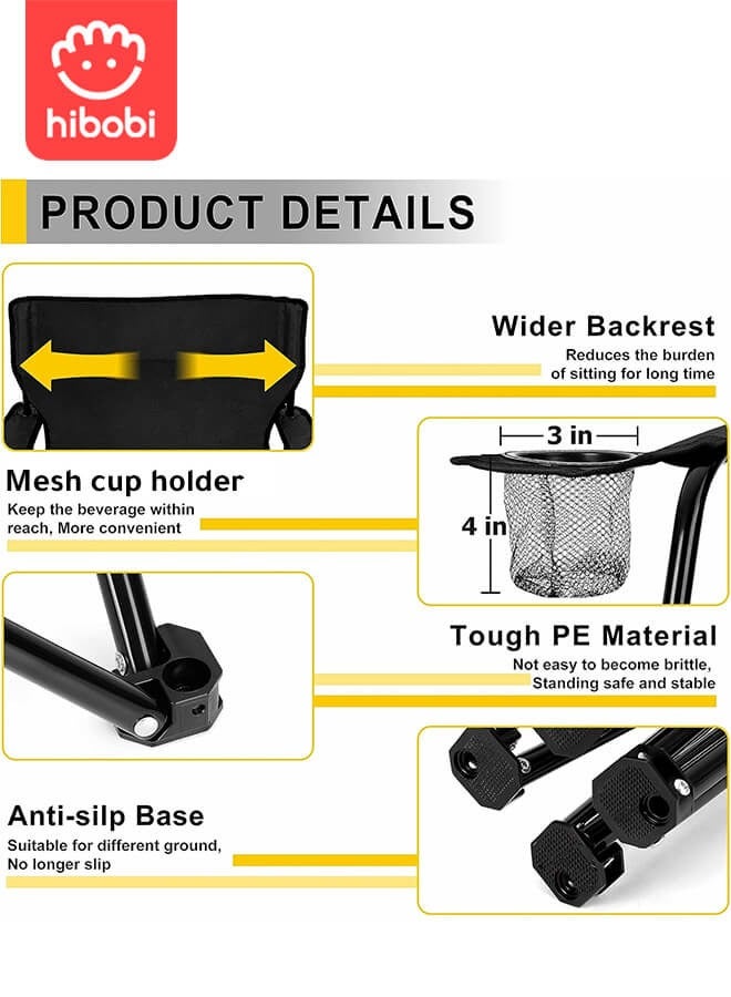 هيبوبي كرسي تخييم قابل للطي مع حامل شبكي للأكواب، كرسي بذراعين للاستخدام الخارجي - Image 5