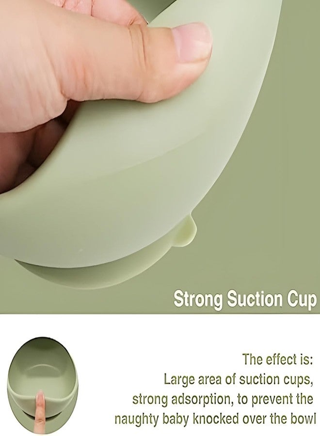 NOWFLY Baby Feeding Bowl and Spoon | Silicone Suction Baby Bowl | BPA Free Microwave Safe Feeding Set (Green) - Image 5