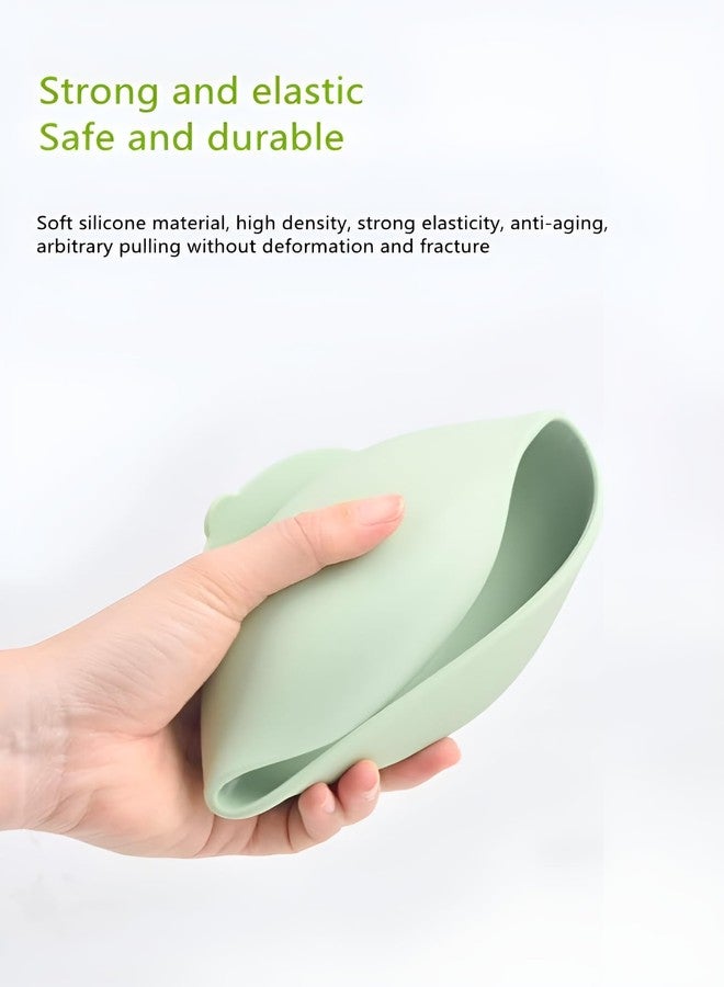 NOWFLY Baby Feeding Bowl and Spoon | Silicone Suction Baby Bowl | BPA Free Microwave Safe Feeding Set (Green) - Image 4