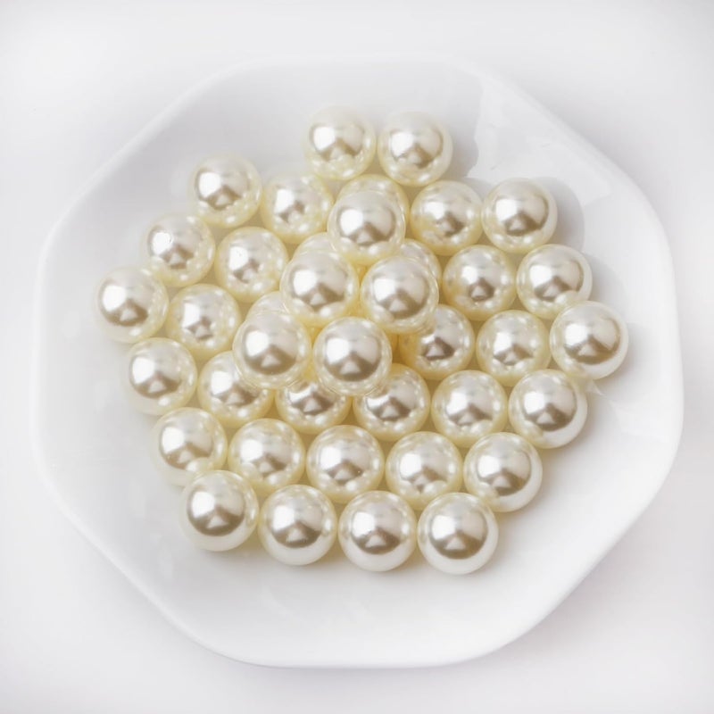 YIXUAN High Gloss Beads, Pack of 40 20 mm Faux Pearls without Hole, Artificial Pearls without Drilling for Vase Fillers, DIY Crafts, Table Decoration, Wedding Decoration, Home Accessories - Image 1