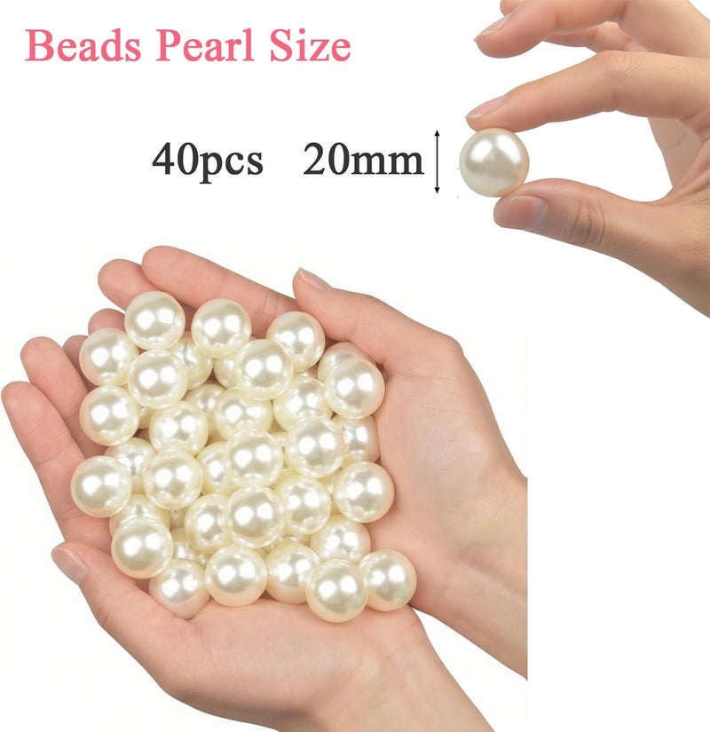 YIXUAN High Gloss Beads, Pack of 40 20 mm Faux Pearls without Hole, Artificial Pearls without Drilling for Vase Fillers, DIY Crafts, Table Decoration, Wedding Decoration, Home Accessories - Image 2