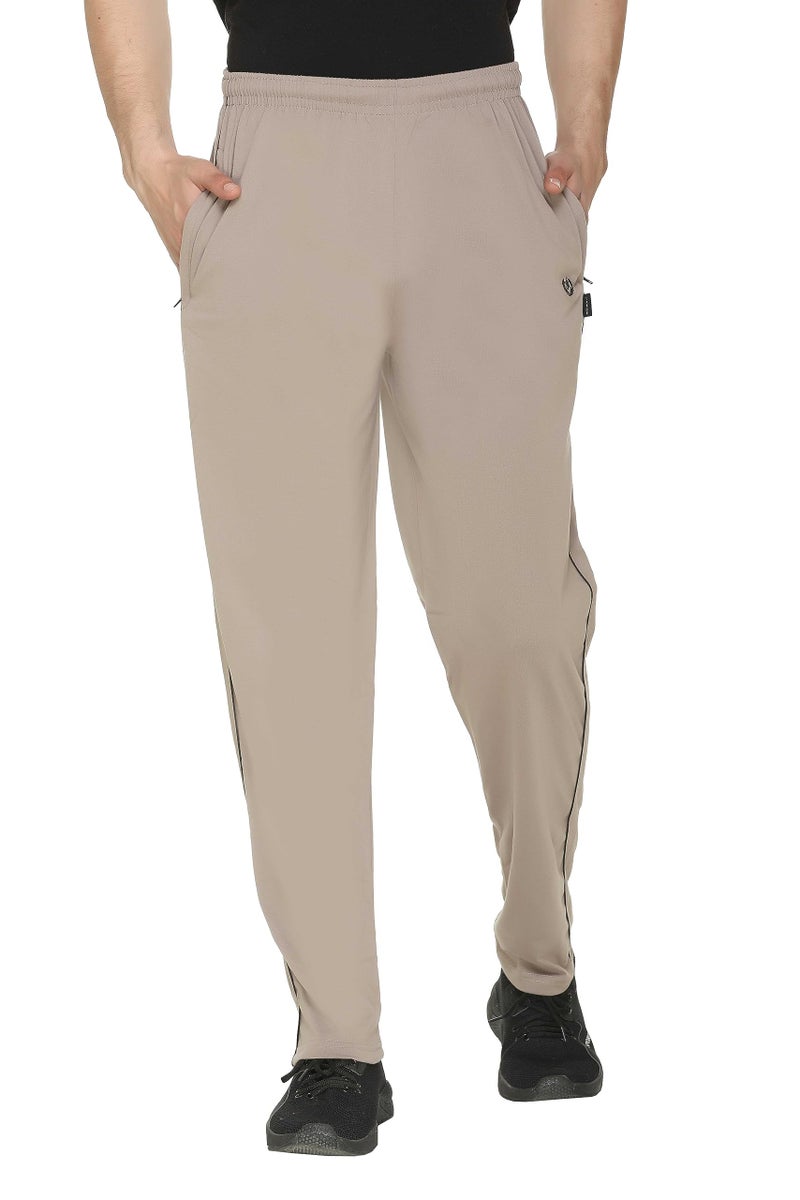 Colors & Blends Men Regular Mid Rise Track Pants, Cream, Small - Image 1