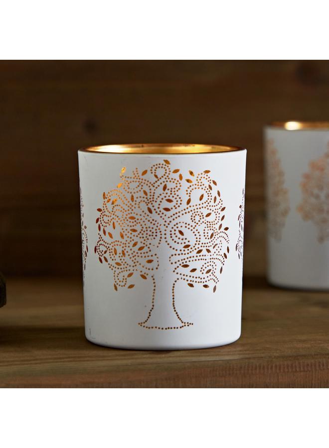 Home Box Evren 3-Piece Cutwork Tealight Candleholder Set with LED Lights - 7x7x8 cm - Image 3