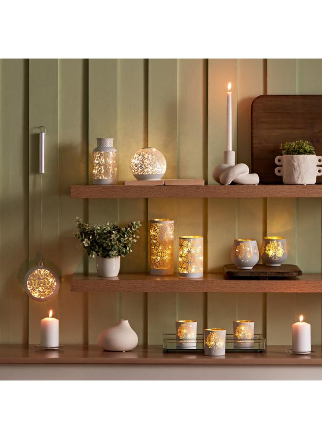 Home Box Evren 3-Piece Cutwork Tealight Candleholder Set with LED Lights - 7x7x8 cm - Image 5