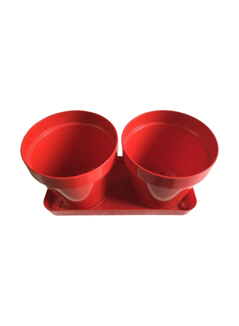 أيدل طقم من 2 وعاء زهور بلاستيكي دائري مع صينية - 14x12 سم أصيص نباتات متين للاستخدام الداخلي والخارجي - أصيص حديقة زخرفي خفيف الوزن بألوان متعددة - دائري للمعيشة - صنع في إيطاليا - Image 5