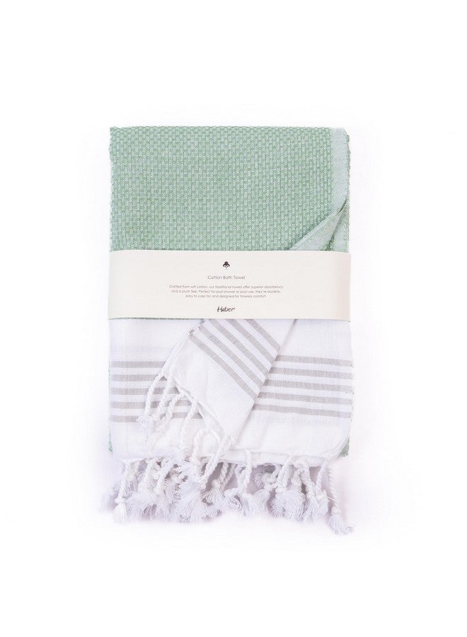 HABER Premium Light Weight 100% Cotton Bath Towel with Unique Micro Waffle Texture for Active Feel, Quick Absorption and Faster Drying Towel (Pack of 1, Green) - Image 1