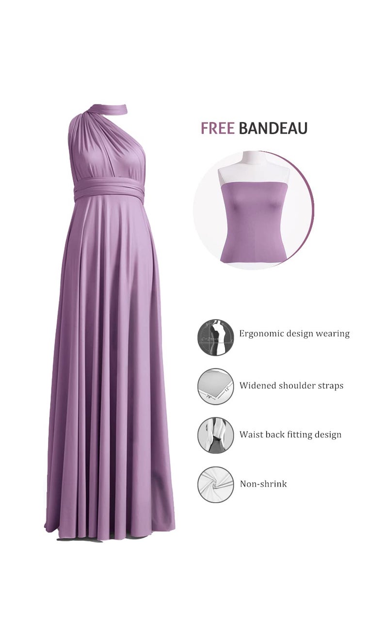 72styles Infinity Dress with Bandeau, Convertible Dress, Bridesmaid Dress, Evening Dress, Transformer Maxi Dress (One Size, Mauve) - Image 3
