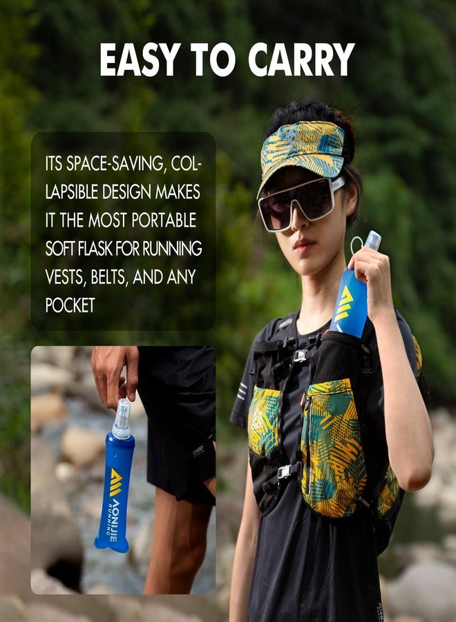 AONIJIE Running Water Bottle 2PCS 500ml/17oz Soft Flask TPU Collapsible Water Bottles, BPA-Free Foldable Leak-Proof Bottle for Hydration Pack, Running Vest, Hiking & Cycling - Image 4
