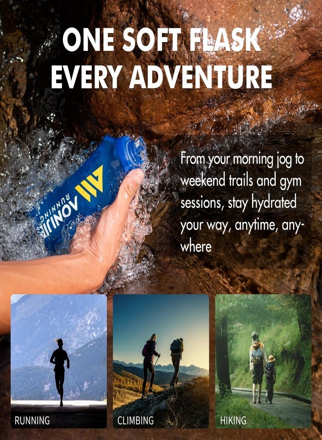 AONIJIE Running Water Bottle 2PCS 500ml/17oz Soft Flask TPU Collapsible Water Bottles, BPA-Free Foldable Leak-Proof Bottle for Hydration Pack, Running Vest, Hiking & Cycling - Image 5