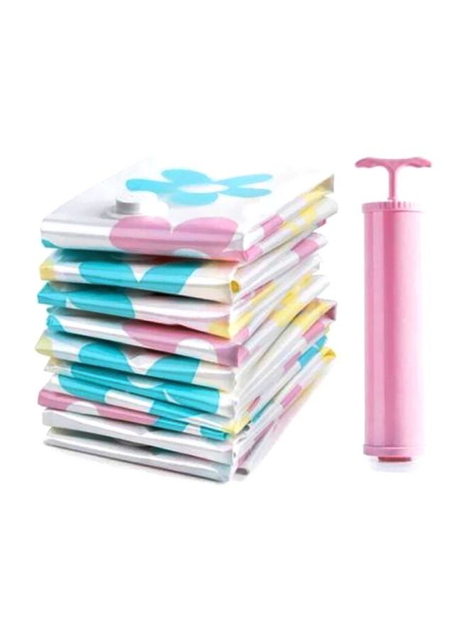 Loquat 10-Piece Vacuum Compression Storage Bag With Pump White/Blue/Pink