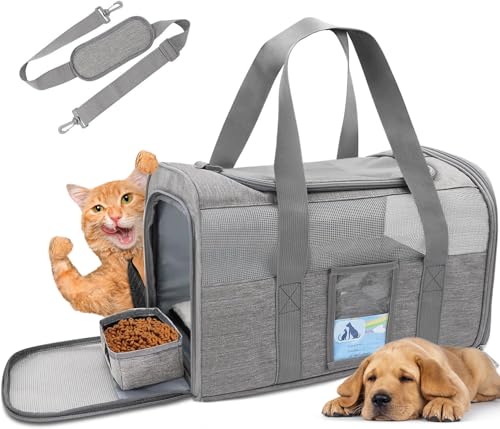 Refrze Cat Carrier,Dog Carriers for Small Dogs Medium Cats Pet Carrier up to 15 Lbs, TSA Airline Approved Cat Carrier Soft, Cat Dog Crate Travel Bag,Grey - Image 1
