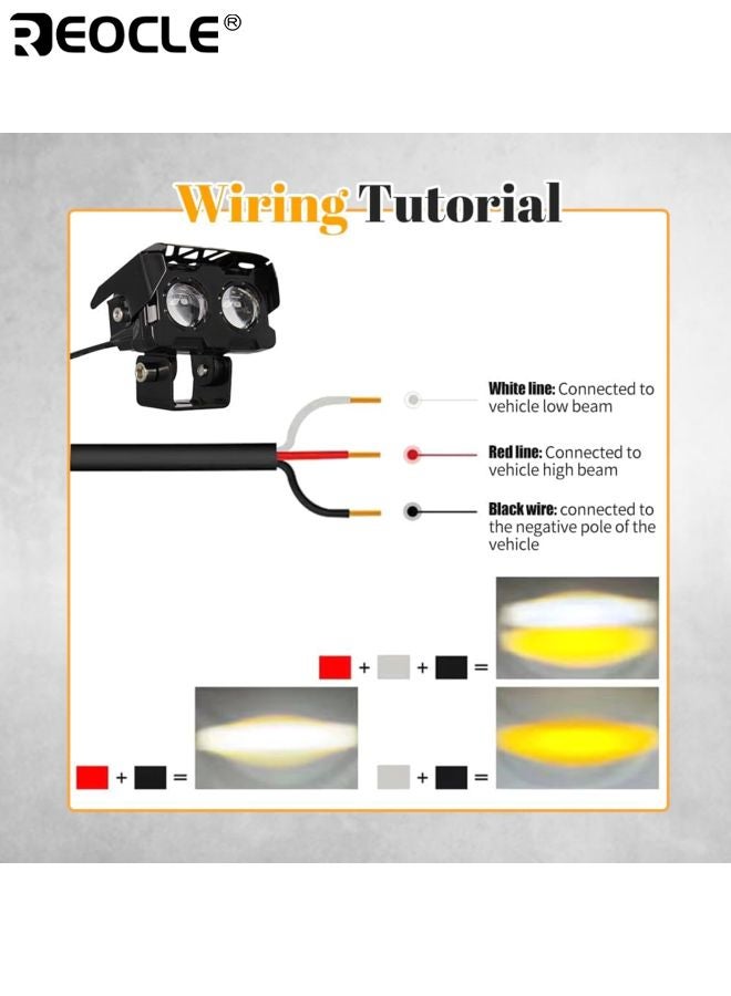 ريوكل 2 قطعة دراجة نارية LED مساعدة القيادة الخفيفة 3D سلسلة IP65 أضواء الضباب المقاومة للماء قبالة الطريق بقعة أضواء للدراجات النارية ATV UTV الإضاءة لا ستروب لركوب الليل والمغامرة - Image 5