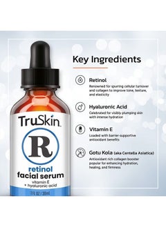 TruSkin Naturals TruSkin Retinol Serum for Face – Gentle Anti-Aging Serum with Retinol, Hyaluronic Acid, and Vitamin E for A More Youthful Feel – Skin Care Made to Improve Fine Lines, Wrinkles and Skin Tone, 1 fl oz  - Image 3