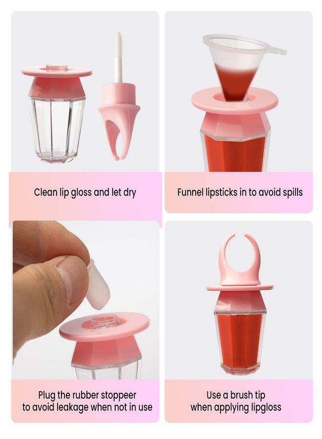 RONRONS 20 Pieces 8ml Diamond Ring Shape Empty Lip Gloss Tube Feeding Bottle Plastic Refillable Lipgloss Bottles Container Clear Lip Glaze Tube with Wand Lip Oil Vials DIY Makeup Holder - Image 5