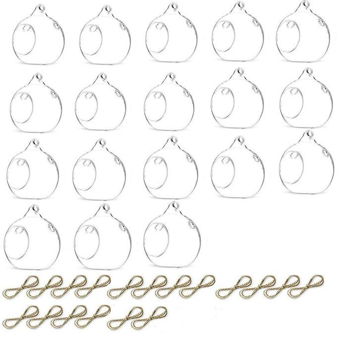 315 INCHES HANGING TEALIGHT HOLDER GLASS GLOBES TERRARIUM WEDDING CANDLE HOLDER CANDLESTICK 18 PCSSET 18PCS