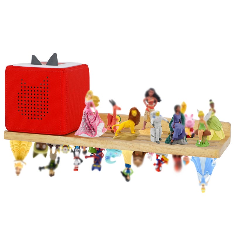 PHOENANCEE for Tonies Shelf Magnetic,for Tonie Figures Wall Shelves,for Toniebox Shelf Audio Toy Figurine Holder Organizer (Storage 36 Character),Compatible Charging Station for Kid's Room,Oak,1 Tier - Image 1