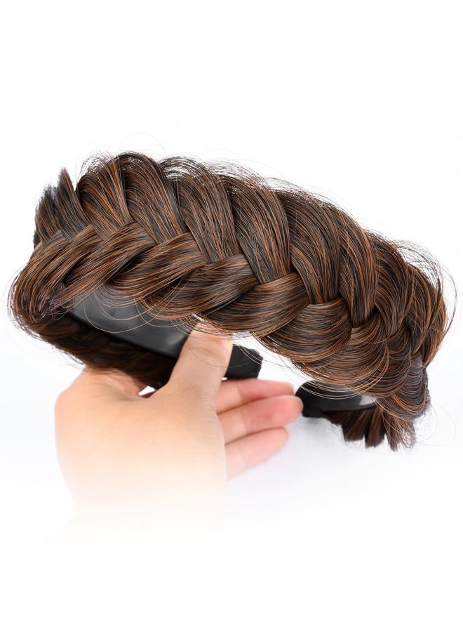 DIGUAN Wide Messy Braided Headband With Teeth Synthetic Hair Plaited Headband High Elasticity Braids Chunky Fishtail Braided Hair Band Hairpiece for Girls Women Beauty Accessory (Auburn) - Image 3