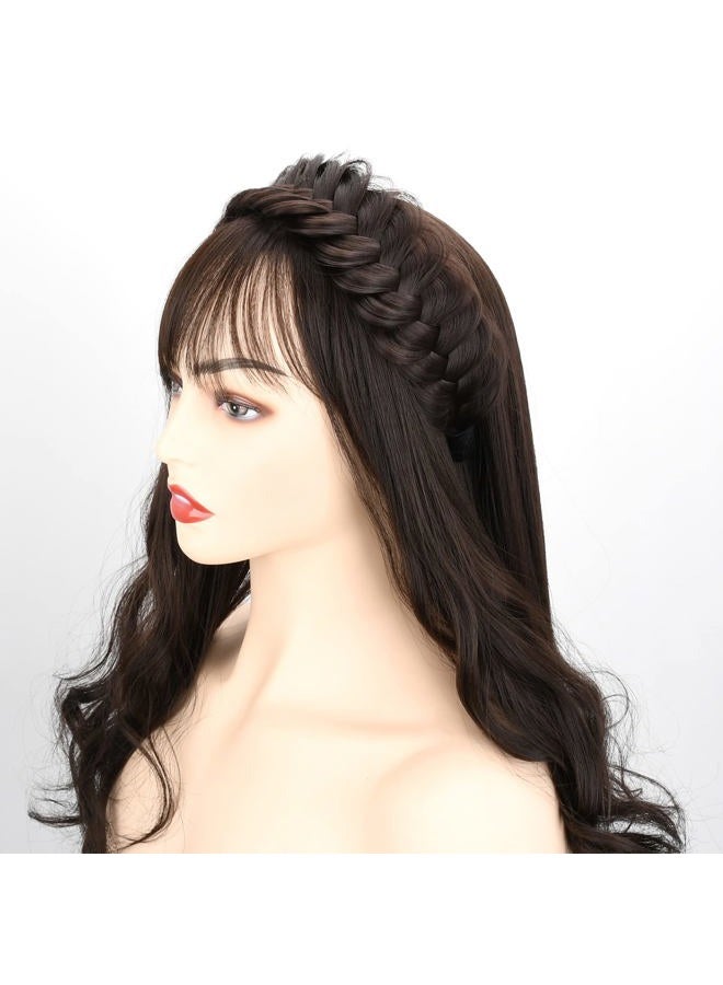 DIGUAN Wide Messy Braided Headband With Teeth Synthetic Hair Plaited Headband High Elasticity Braids Chunky Fishtail Braided Hair Band Hairpiece for Girls Women Beauty Accessory (Auburn) - Image 5