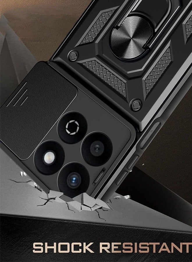 Honor X7c 4G Case Cover Protector Accessories with Camera Len Protection Anti-Scratch Shockproof Anti-Fingerprints Back Cover with 360 Car Mount Magnetic Ring Holder Case Protector - Image 2