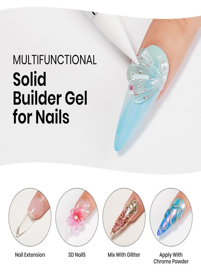 MIZHSE 30g Solid Builder Gel for Nails and 15g 3D Nail Gel, Clear Hard Sculpting Gels for Nails Art Soak Off U V LED Builder Gels for Salon Home DIY Woman - Image 2