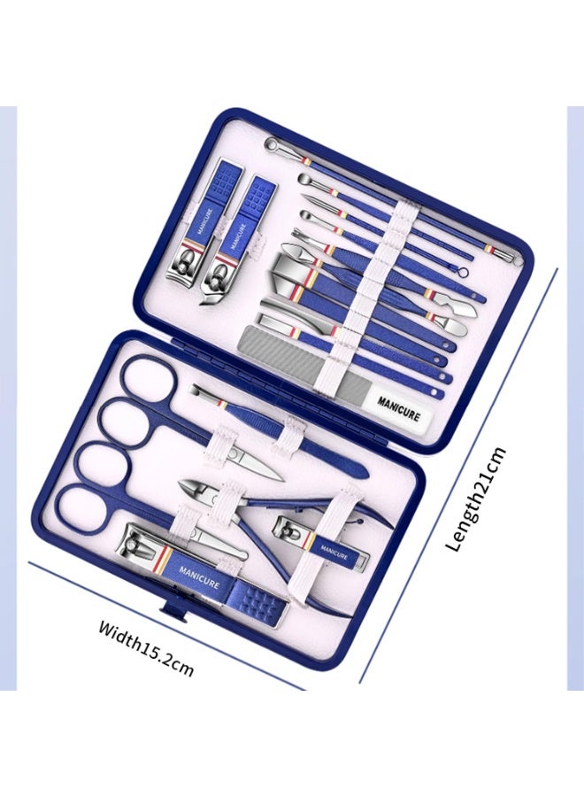 19 Piece Professional Manicure Set, Stainless Steel Nail Care Kit with Travel Case for Men & Women - Image 2