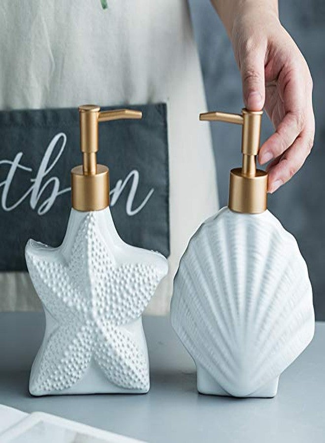 Mathew O Ceramic Relief Starfish/Shell Soap Dispenser Soap Bottle Lotion Bottle with Pump - Image 5
