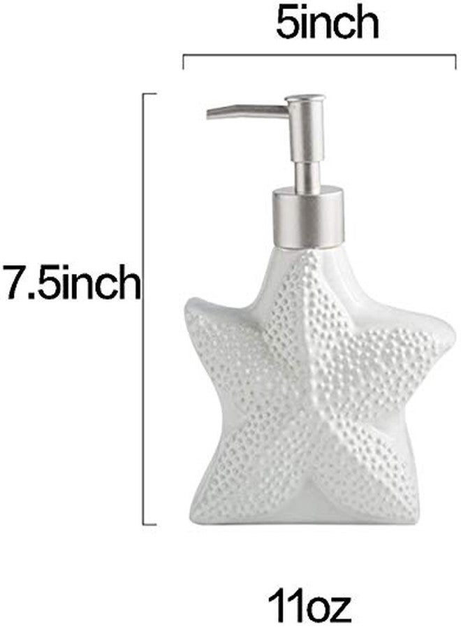 Mathew O Ceramic Relief Starfish/Shell Soap Dispenser Soap Bottle Lotion Bottle with Pump - Image 2