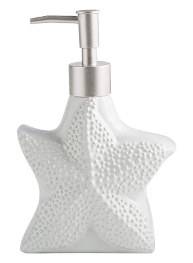 Mathew O Ceramic Relief Starfish/Shell Soap Dispenser Soap Bottle Lotion Bottle with Pump - Image 1