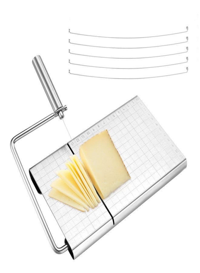 WarmHut Cheese Slicer Wire Cutter, Stainless Steel Cheese Cutter Board Guillotine with 5 Wire replacements for Block Cheese, Butter, Blue Cheese Multipurpose Slicer (X-Large) - Image 1