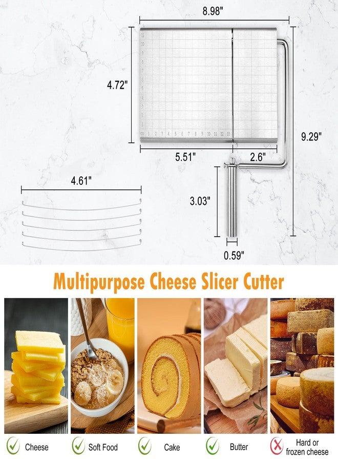 WarmHut Cheese Slicer Wire Cutter, Stainless Steel Cheese Cutter Board Guillotine with 5 Wire replacements for Block Cheese, Butter, Blue Cheese Multipurpose Slicer (X-Large) - Image 2
