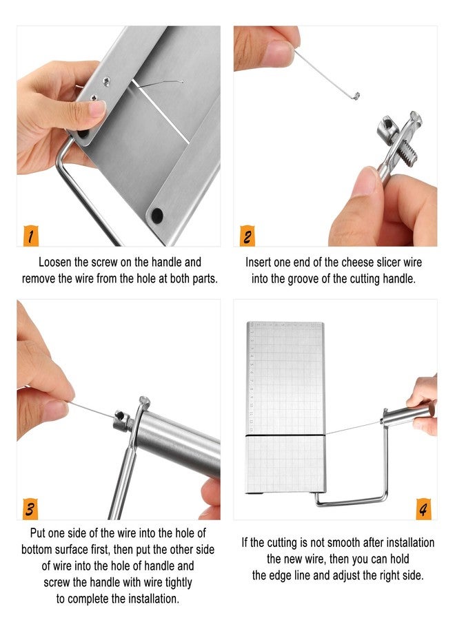 WarmHut Cheese Slicer Wire Cutter, Stainless Steel Cheese Cutter Board Guillotine with 5 Wire replacements for Block Cheese, Butter, Blue Cheese Multipurpose Slicer (X-Large) - Image 4