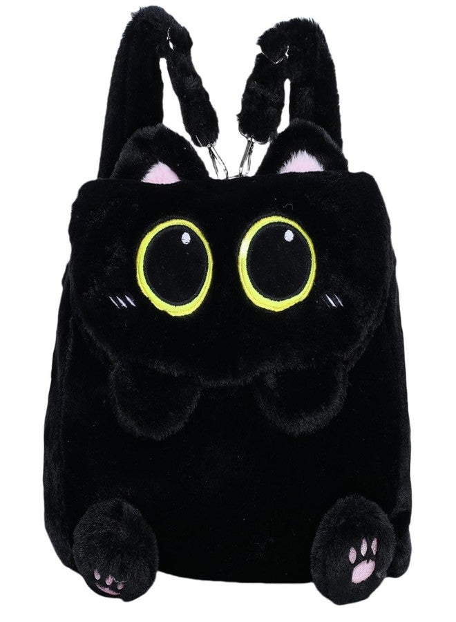 Ueeksry Cute Plush Black Cat Backpack, Plush Cat Bag, Stuffed Animal Backpack, Shoulder Bag Crossbody Bag, Cute Cartoon Bag for Women - Image 1