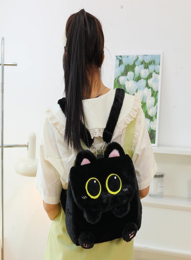 Ueeksry Cute Plush Black Cat Backpack, Plush Cat Bag, Stuffed Animal Backpack, Shoulder Bag Crossbody Bag, Cute Cartoon Bag for Women - Image 4