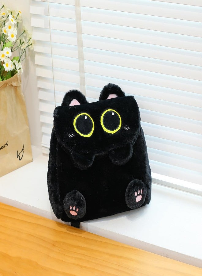 Ueeksry Cute Plush Black Cat Backpack, Plush Cat Bag, Stuffed Animal Backpack, Shoulder Bag Crossbody Bag, Cute Cartoon Bag for Women - Image 2
