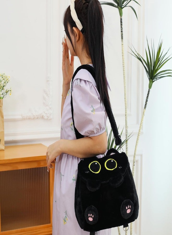 Ueeksry Cute Plush Black Cat Backpack, Plush Cat Bag, Stuffed Animal Backpack, Shoulder Bag Crossbody Bag, Cute Cartoon Bag for Women - Image 5
