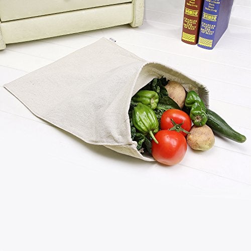 Augbunny Cotton/Linen Blend 14- by 17-1/2-inch Muslin Produce Bags with Drawstring, 6-Pack - Image 2