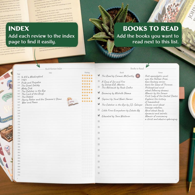Legend Planner Legend Reading Journal for Book Lovers â€“ Reading Log Tracker for Adults & Kids â€“ Book Nerd Gifts & Accessories, 180 Reviews (Mint Cream) - Image 3