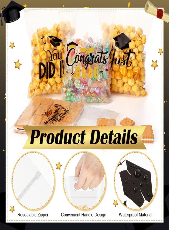 Sinload 48 Pcs Graduation Gift Bags Grad Treat Bags with Handles Transparent Sealed Bag Resealable Congrats Grad Plastic Bag for Graduation Theme Party Favors Candy Gift Wrap Supplies Decoration - Image 4