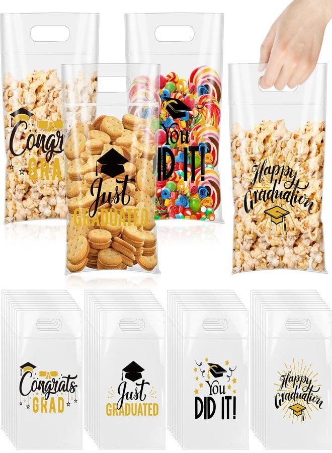 Sinload 48 Pcs Graduation Gift Bags Grad Treat Bags with Handles Transparent Sealed Bag Resealable Congrats Grad Plastic Bag for Graduation Theme Party Favors Candy Gift Wrap Supplies Decoration - Image 1