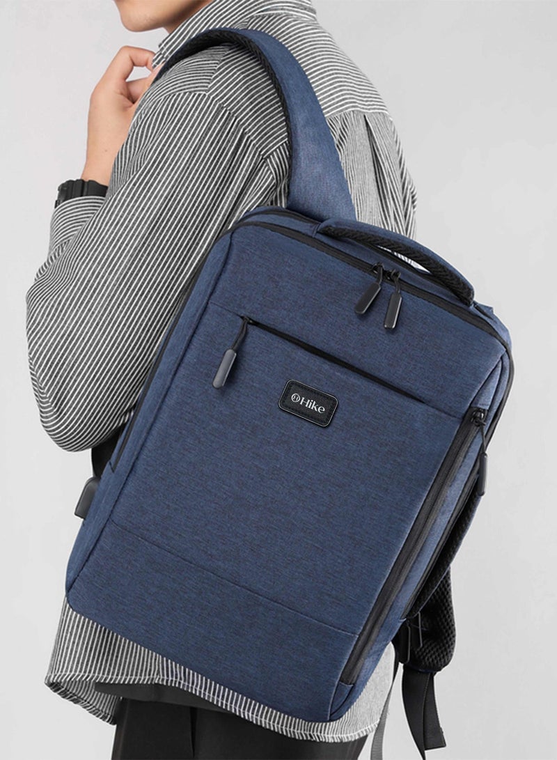 هايك Hike Unisex Slim Laptop Backpack 16-inch Water Resistant Shoulder Daypack with Built in USB Port for Travel/Business/College/School, HK911-BLUE - Image 2