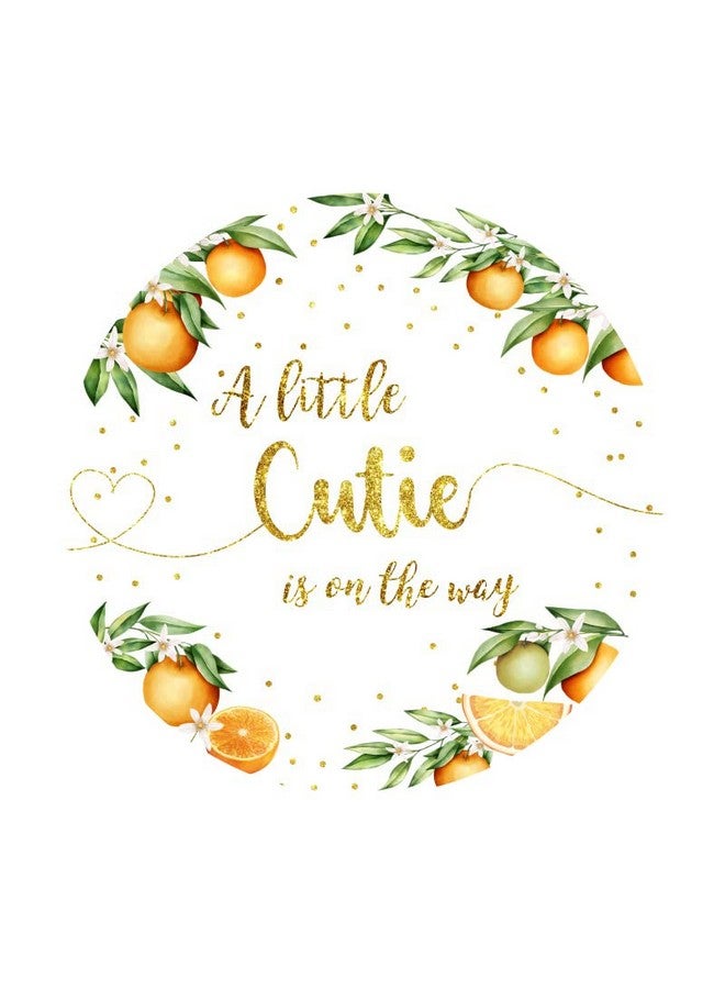 Laeacco 6.5X6.5Ft Orange Baby Shower Round Backdrop Polyester Little Cutie Baby Shower Party Circle Background Gold Glitter Dots A Little Cutie Is On The Way Girls Baby Shower Party Decor Photo Studio  - Image 4