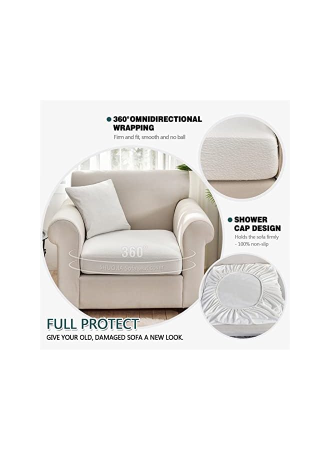 The Bros Sofa Seat Cushion Covers, Waterproof Sofa Seat Cushion Covers Replacement, Stretch Sofa Cushion Protector for Individual Cushions,Seat Couch Cover for Pets & Kids (1-Seater,White) - Image 4