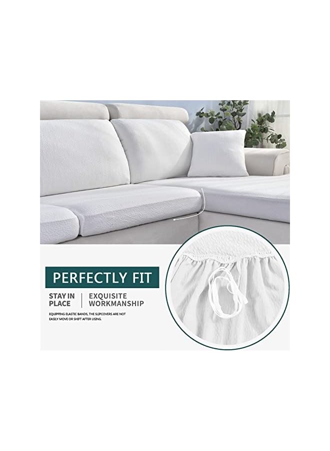 The Bros Sofa Seat Cushion Covers, Waterproof Sofa Seat Cushion Covers Replacement, Stretch Sofa Cushion Protector for Individual Cushions,Seat Couch Cover for Pets & Kids (1-Seater,White) - Image 5