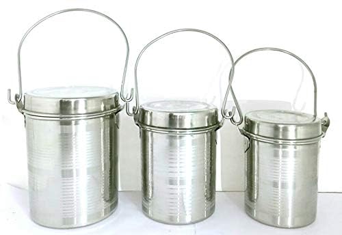 DAINTREE Stainless Steel Milk Oil Ghee Storage Container with Lid and handle For Kitchen Set Of 3 850ml 1000ml 1350ml - Image 2
