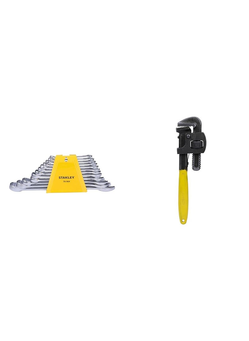 Stanley STANLEY 70964E 12Piece Chrome Vanadium Steel Combination Spanner Set with MaxiDrive System Anti  - Image 1