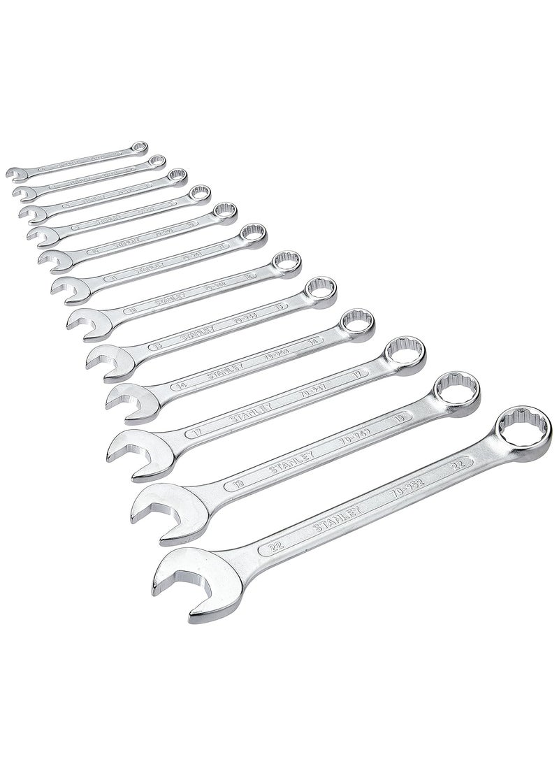 Stanley STANLEY 70964E 12Piece Chrome Vanadium Steel Combination Spanner Set with MaxiDrive System Anti  - Image 2