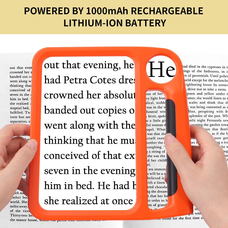 Amoper 5X 10X Full-Page Magnifying Glass with Light, Rechargeable Handheld Magnifier with 3 Light Modes, 48 Lights, Clean Cloth Ideal Gift for Seniors Reading Books Inspection - Image 4